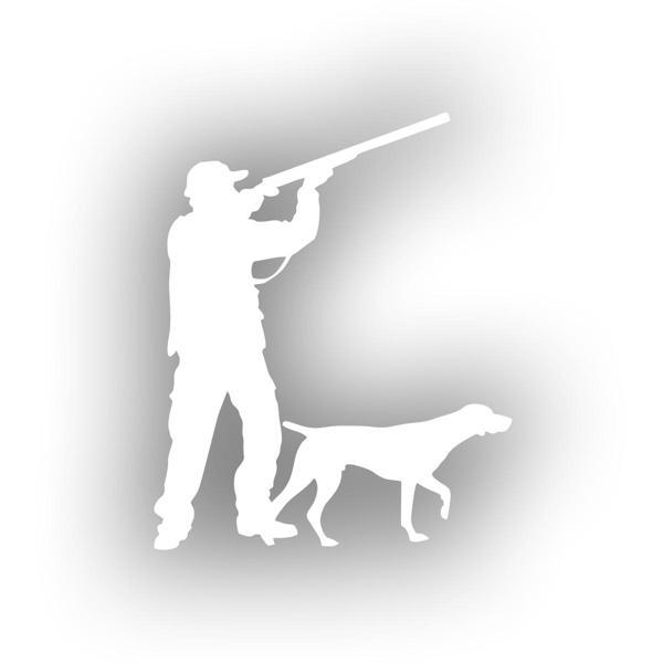 Avcı ve Av köpeği Sticker 17x17 Cm Beyaz - Image 1