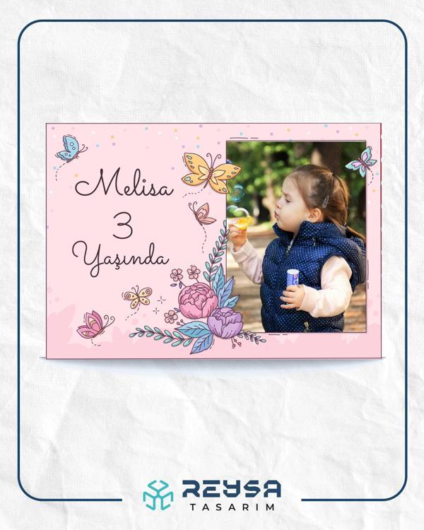 Resimli Pembe Çiçekler Temalı Doğum Günü Afişi 35X50 cm - Image 1