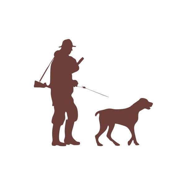 Avcı ve Av köpeği Sticker 17x17 Cm Kahverengi - Image 1