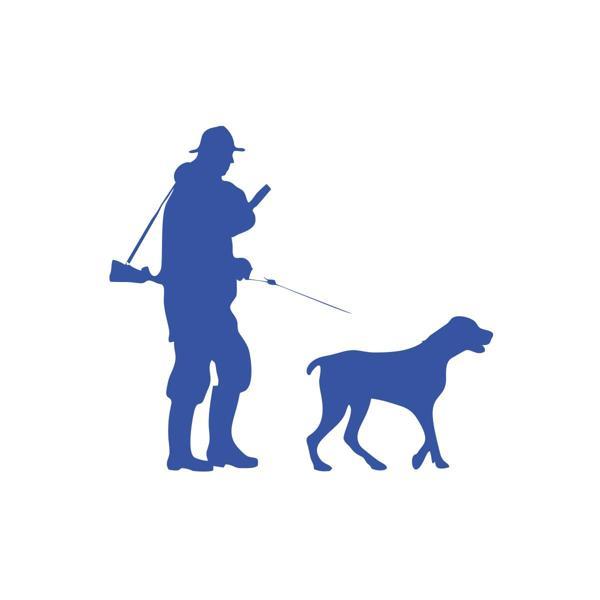 Avcı ve Av köpeği Sticker 17x17 Cm Mavi - Image 1