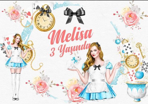 Alice Harikalar Diyarından Doğum Günü Afişi 70X100 cm - Image 1