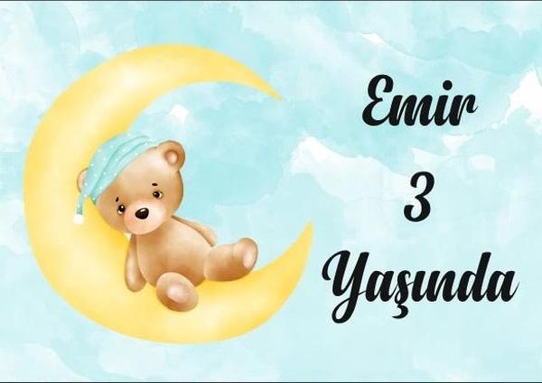 Ayıcık Temalı Doğum Günü Afişi 100X150 cm - Image 1
