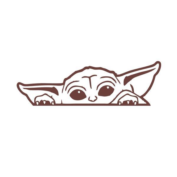 Baby Yoda Araba Stickeri 17x17 Cm Kahverengi - Image 1