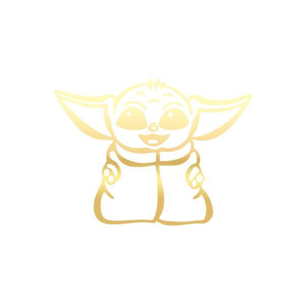 Baby Yoda Araba Stickeri 17x17 Cm Gold - Image 1
