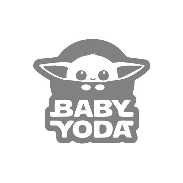 Baby Yoda Araba Stickeri 17x17 Cm Gri - Image 1