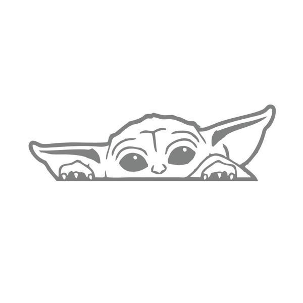 Baby Yoda Araba Stickeri 17x17 Cm Gri - Image 1