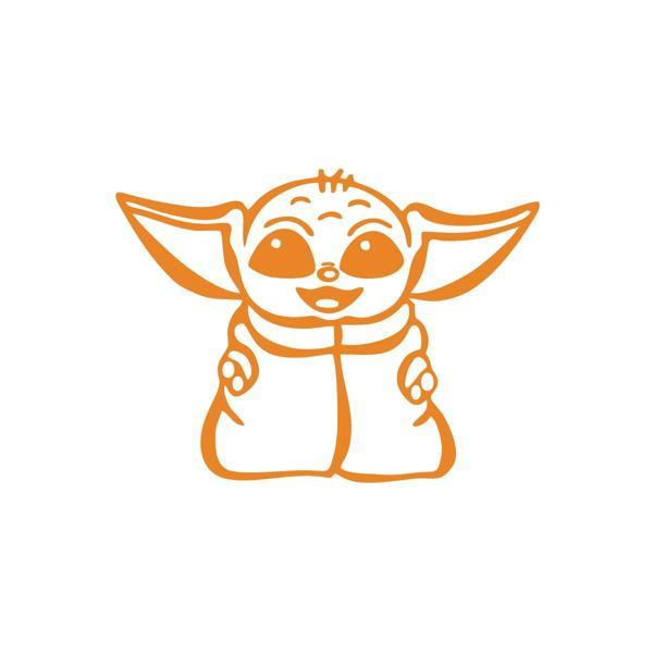 Baby Yoda Araba Stickeri 17x17 Cm Turuncu - Image 1