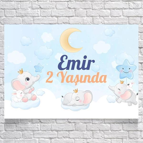 Uykucu Fil Temalı Doğum Günü Afişi 50X70 cm - Image 1