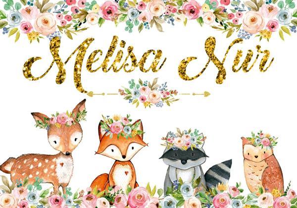 Sevimli Hayvanlar Çiçekli Doğum Günü Afişi 70X100 cm - Image 1