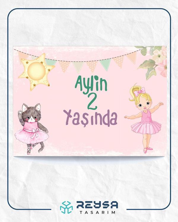 Balerin Temalı Doğum Günü Afişi 35X50 cm - Image 1