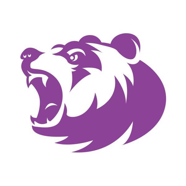 Ayı Kafası Sticker 17x17 Cm Mor - Image 1