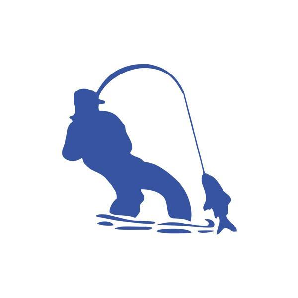 Balık Yakalayan Adam Sticker 17x17 Cm Mavi - Image 1