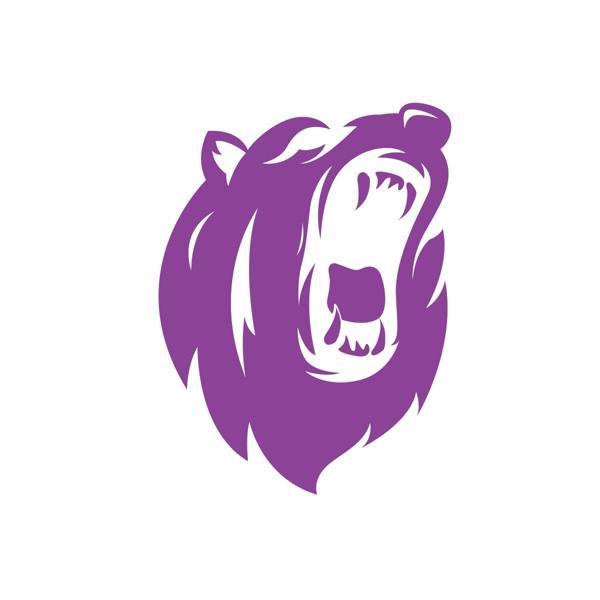 Ayı Kafası Sticker 17x17 Cm Mor - Image 1