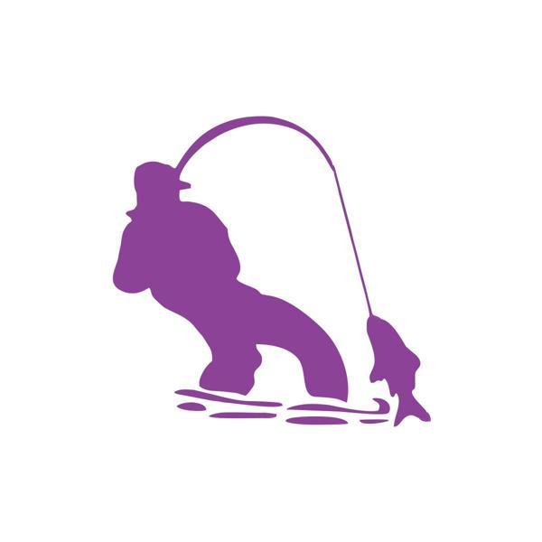 Balık Yakalayan Adam Sticker 17x17 Cm Mor - Image 1