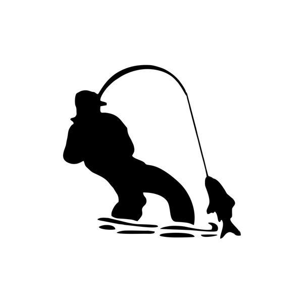 Balık Yakalayan Adam Sticker 17x17 Cm Siyah - Image 1