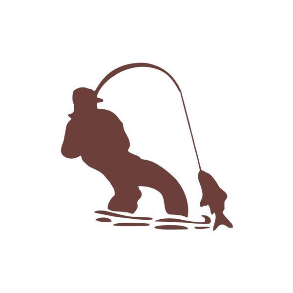 Balık Yakalayan Adam Sticker 17x17 Cm Kahverengi - Image 1