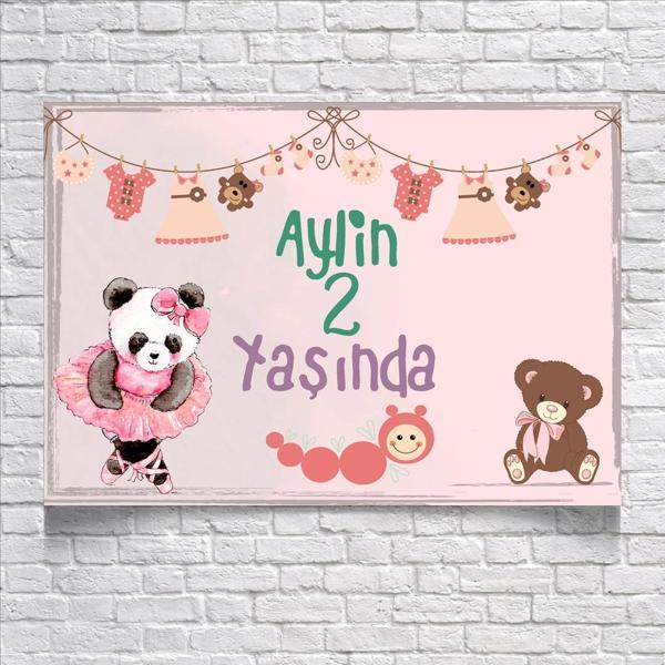 Balerin Panda Temalı Doğum Günü Afişi 70X100 cm - Image 1