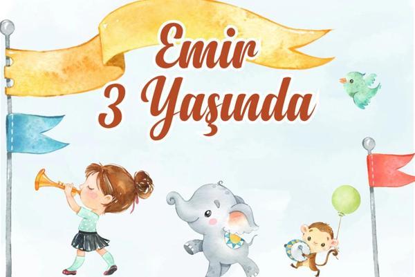 Fil ve Maymun Temalı Doğum Günü Afişi 70X100 cm - Image 1