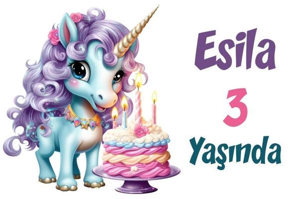 Mum Üfleyen Unİcorn Temalı Doğum Günü Afişi 50X70 cm - Image 1