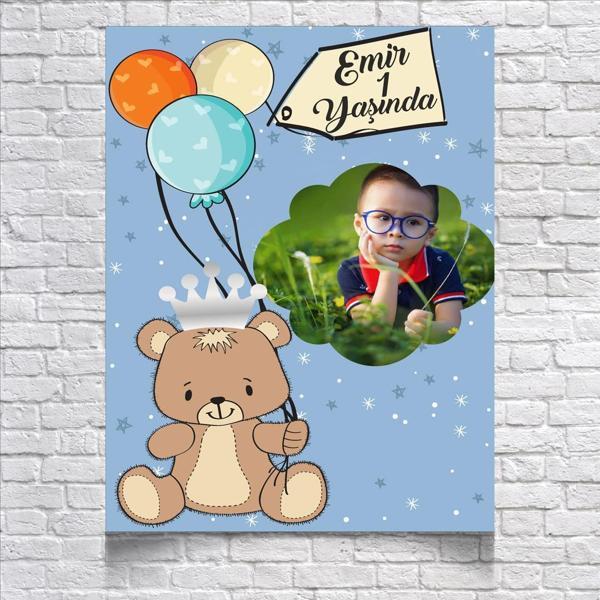Balon ve Ayıcıklı Doğm Günü Afişi 70X100 cm - Image 1