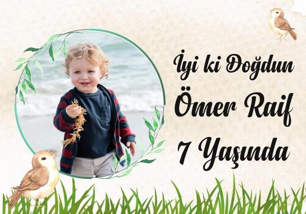 Kuş ve Orman Temalı Doğum Günü Afişi 50X70 cm - Image 1