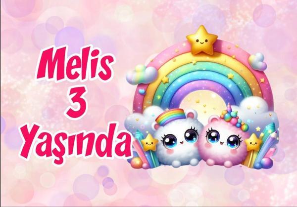 Gökkuşağı Temalı Doğum Günü Afiş 50X70 cm - Image 1