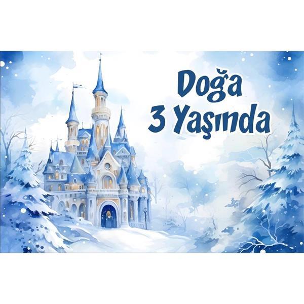 Kış ve Şato Temalı Doğum Günü Afişi 70X100 cm - Image 1