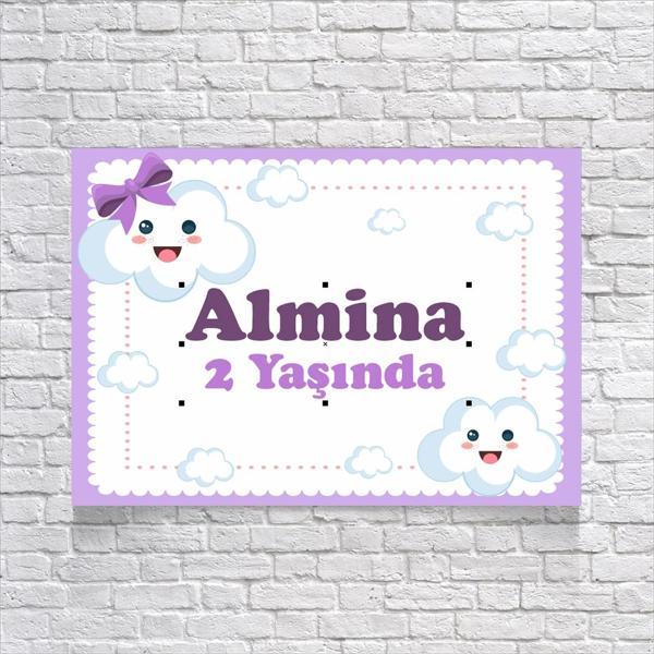 Bulutlar Temalı Doğum Günü Afişi 35X50 cm - Image 1
