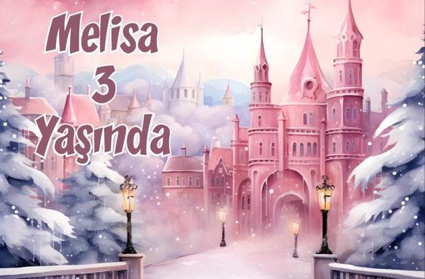 Pembe Şato Temalı Doğum Günü Afişi 70X100 cm - Image 1