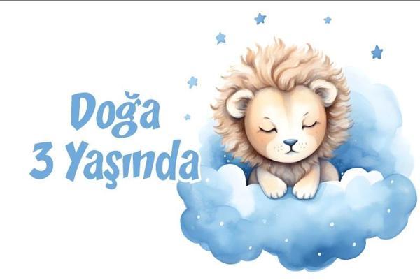 Mavi Sevimli Aslan Temalı Doğum Günü Afişi -2 70X100 cm - Image 1