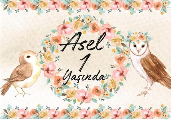 Çiçek ve Kuşlar Temalı Doğum Günü Afişi 50X70 cm - Image 1