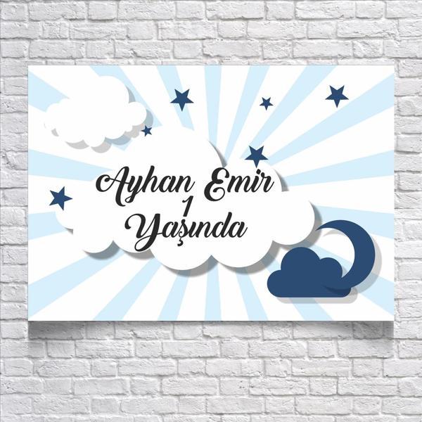 Bulutlar Temalı Doğum Günü Afişi 35X50 cm - Image 1