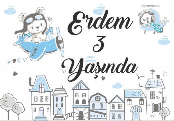 Uçan Ayıcık Temalı Doğum Günü Afişi 70X100 cm - Image 1