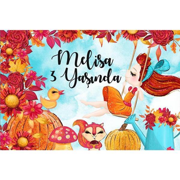 Salıncakta Sallanan Kız Temalı Doğum Günü Afişi 70X100 cm - Image 1