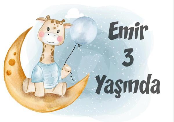 Ay ve Zürafa Temalı Doğum Günü Afişi 70X100 cm - Image 1