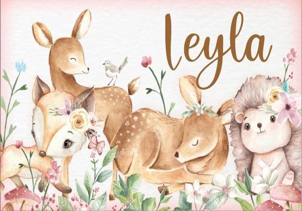 Sevimli Hayvanlar ve Ceylan temalı Doğum Günü Afişi 70X100 cm - Image 1