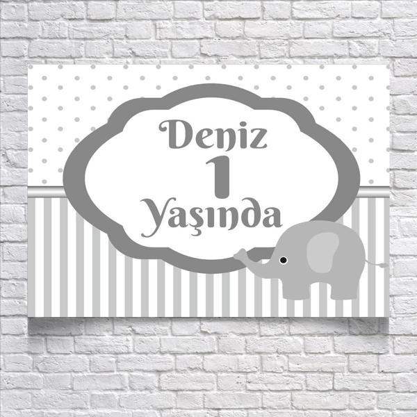 Çizgili Fil Temalı Doğum Günü Afişi 35X50 cm - Image 1