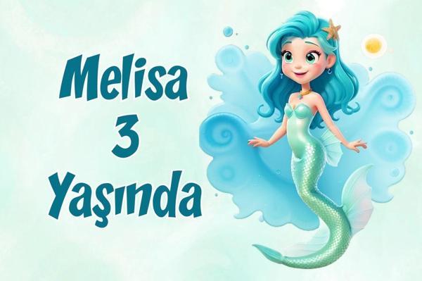 Deniz Kızı Temalı Doğum Günü Afişi -2 100X150 cm - Image 1