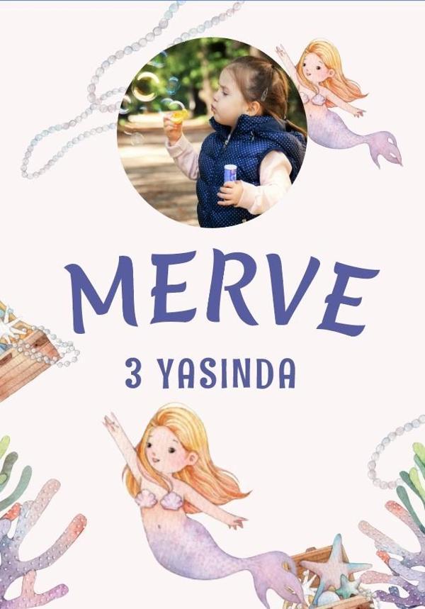 Deniz Kızı Temalı Doğum Günü Afişi 70X100 cm - Image 1