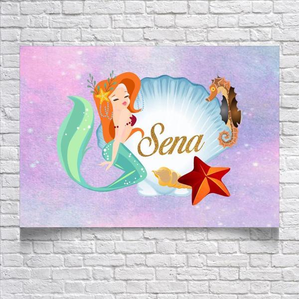 Deniz Kızı Temalı Doğum Günü Afişi 50X70 cm - Image 1