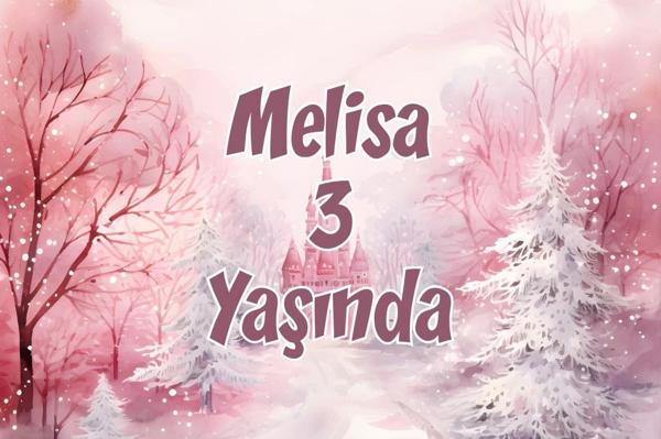 Pembe Orman ve Şato Temalı Doğum Günü Afişi 50X70 cm - Image 1