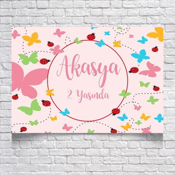 Kelebek Temalı Doğum Günü Afişi 100X150 cm - Image 1