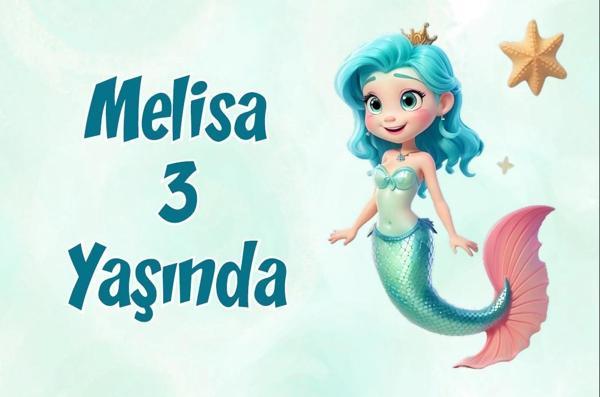 Deniz Kızı Temalı Doğum Günü Afişi -3 100X150 cm - Image 1