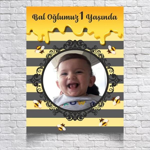 Bal Temalı Doğum Günü Afişi Resimli 100x150 Cm - Image 1