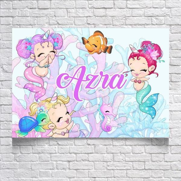 Deniz Kızı Temalı Doğum Günü Afişi 50X70 cm - Image 1