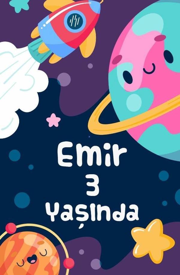 Sevimi Uzay Temalı Doğum Günü Afişi 70X100 cm - Image 1