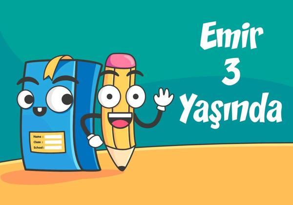 kalem ve defter teamlı doğum günü afişi 50X70 cm - Image 1