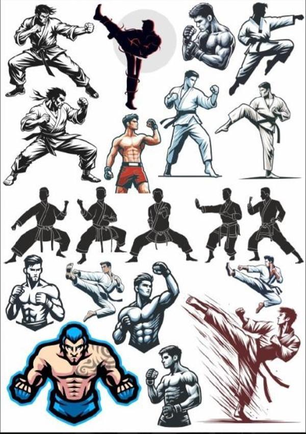 Dövüşçü Boksör Sticker Set - Image 1