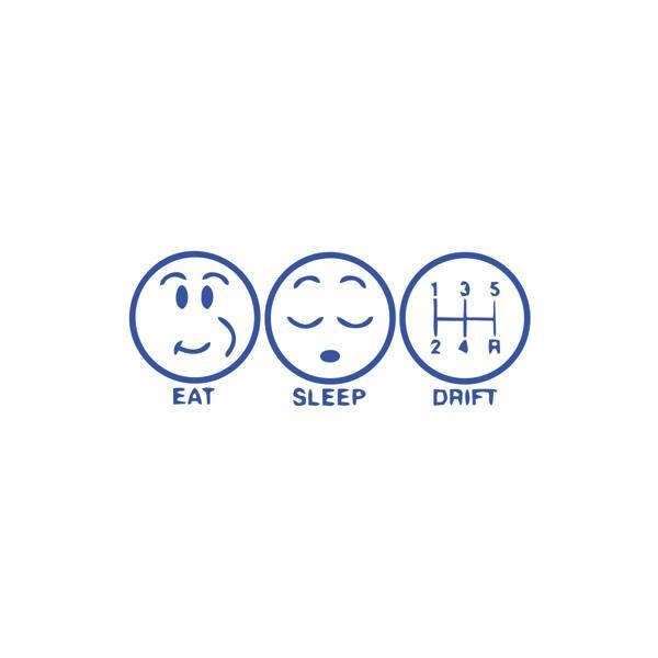 Eat Sleep Drift Araba Sticker 17x17 Cm Mavi - Image 1