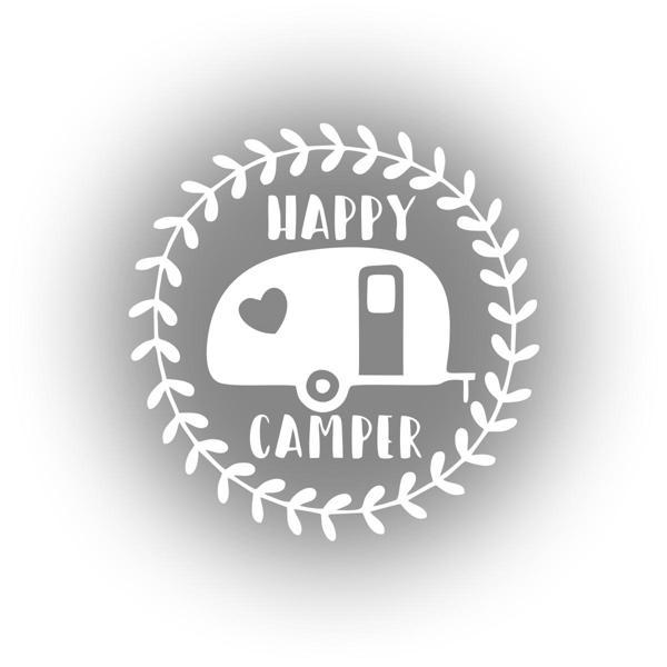 Happy Camper Sticker 17x17 Cm Beyaz - Image 1